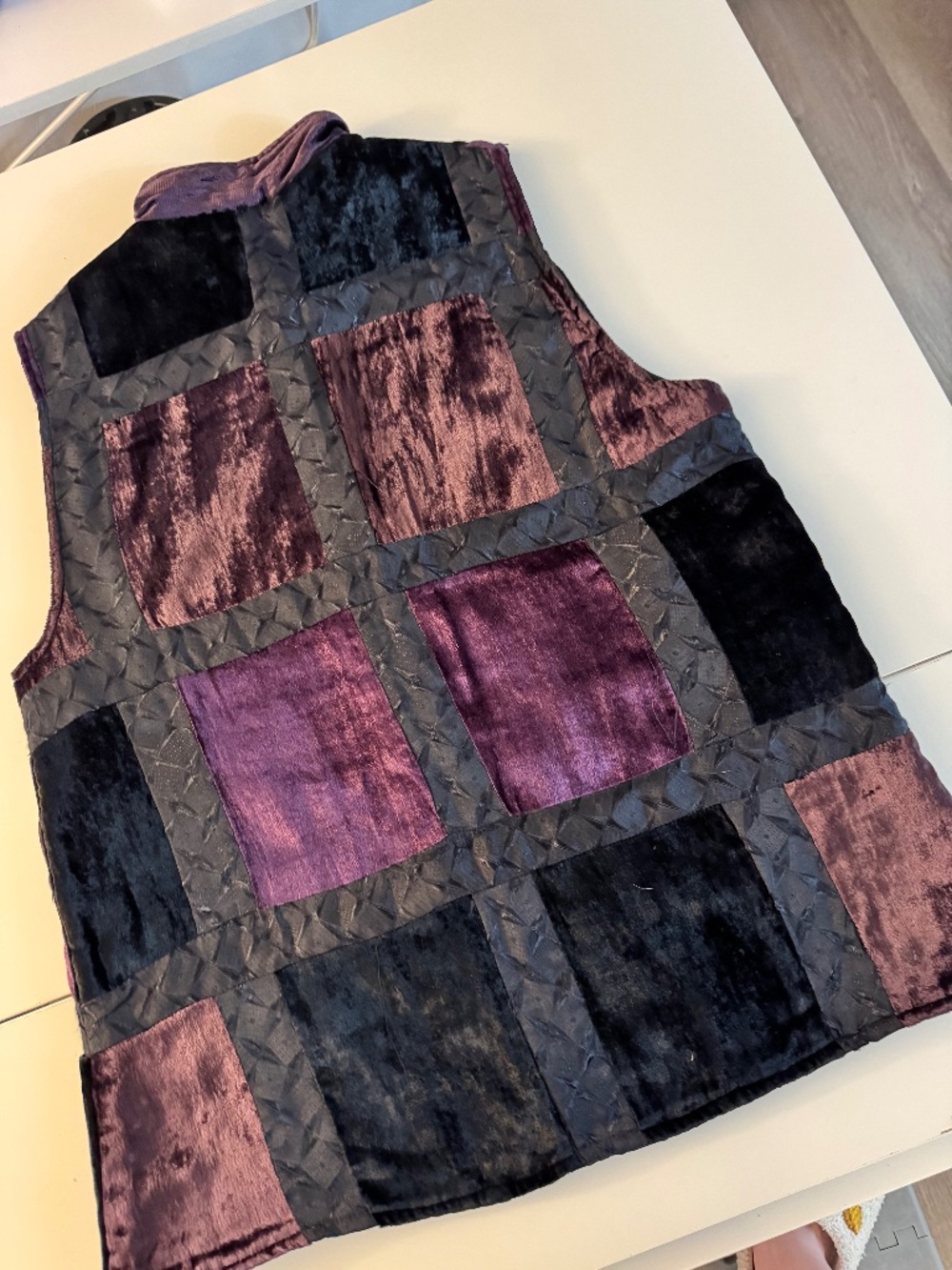 💜 Vintage Velvet Patchwork Tunic | Purple & Black Boho Gothic Frog Closure Vest